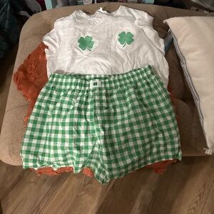 White and Green Shamrock Pajama Set